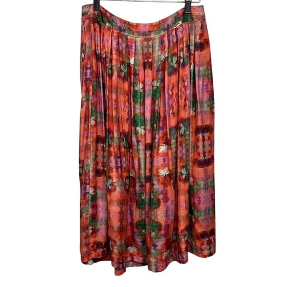 Women's ASOS Pink Green Floral Pleated Skirt Size 6 - Picture 1 of 7